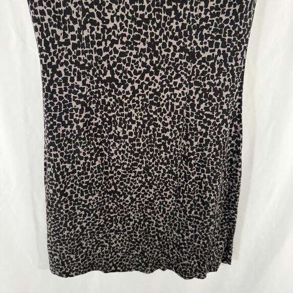LOFT Dress Women's Small Petite Black Brown Animal Print Sleeveless Round Neck - Picture 8 of 8